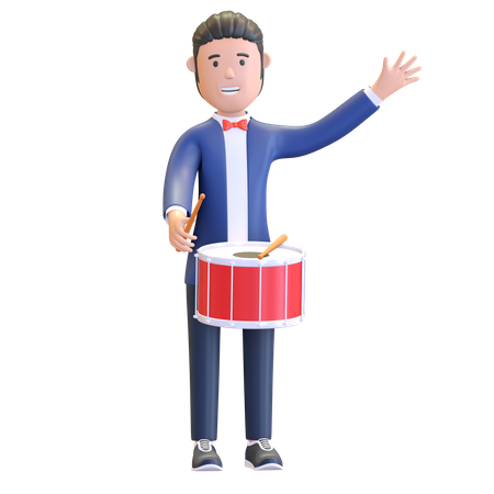 Musician playing snare drum  3D Illustration