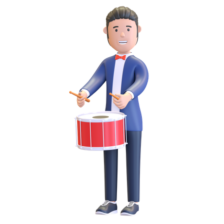 Musician playing snare drum  3D Illustration