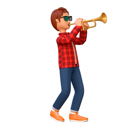 Musician Playing Trumpet  3D Icon