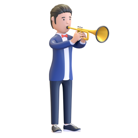 Musician playing trumpet  3D Illustration