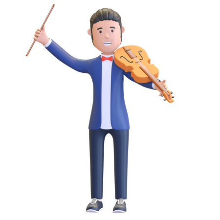 Musician playing violin  3D Icon