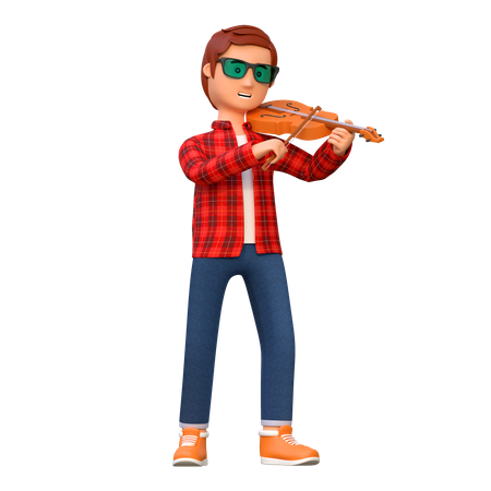 Musician Playing Violin  3D Icon