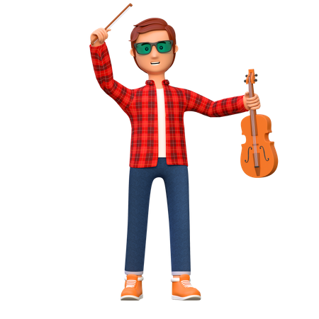 Musician Playing Violin  3D Icon