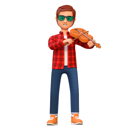 Musician Playing Violin  3D Icon
