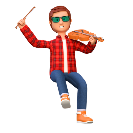 Musician Playing Violin  3D Illustration