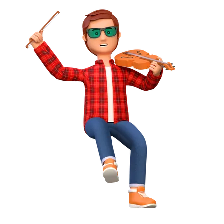 Musician Playing Violin Pose 5 3 D Character Illustration 3D Illustration