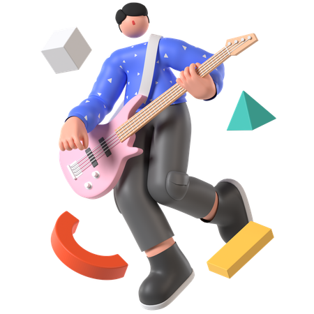 Musicien jouant de la guitare  3D Illustration