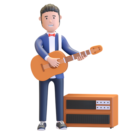 Musicien jouant de la guitare acoustique  3D Icon
