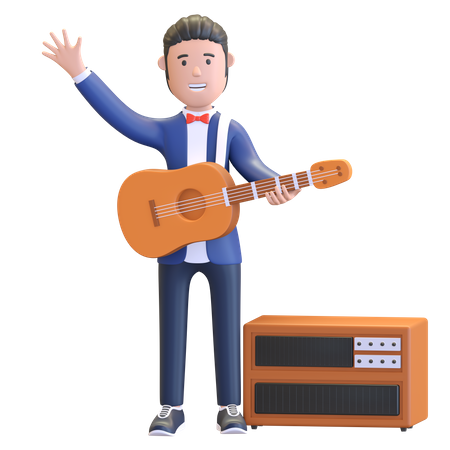 Musicien jouant de la guitare acoustique  3D Icon