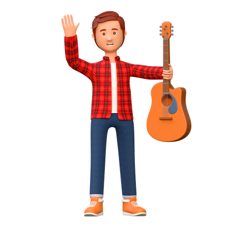 Musicien jouant de la guitare acoustique  3D Icon
