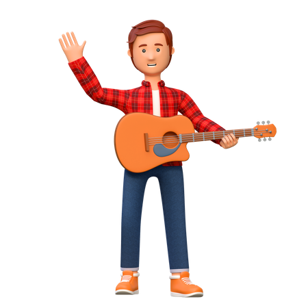 Musicien jouant de la guitare acoustique  3D Icon
