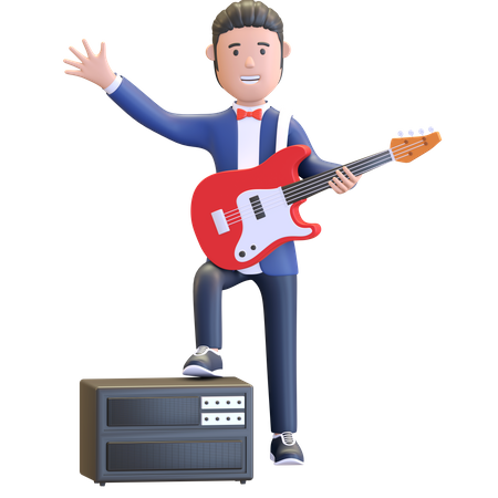 Musicien jouant de la guitare électrique  3D Icon