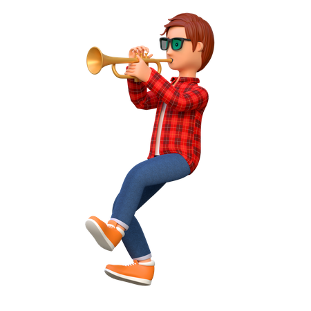 Musicien jouant de la trompette  3D Illustration