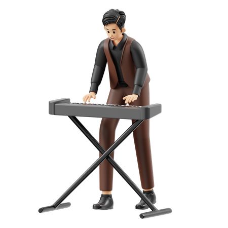 Musicien jouant du clavier  3D Illustration