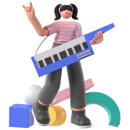 Musicien jouant du piano  3D Illustration