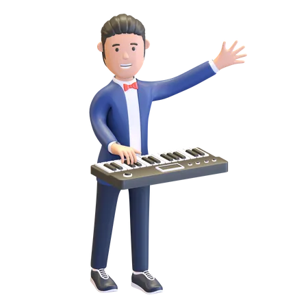 Musicien Jouant Du Clavier Piano Personnage Illustration 3 D 3D Illustration
