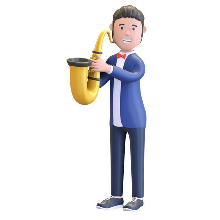 Musicien jouant du saxophone  3D Illustration