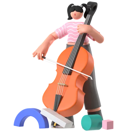 Musicien jouant du violoncelle  3D Illustration