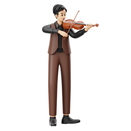 Músico tocando el violín  3D Illustration