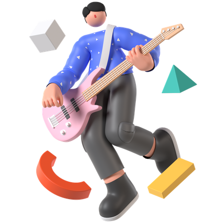 Músico tocando la guitarra  3D Illustration