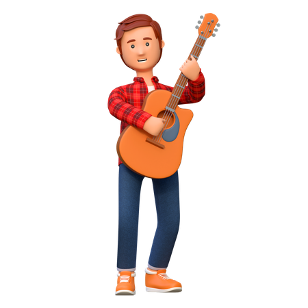 Músico tocando violão  3D Illustration