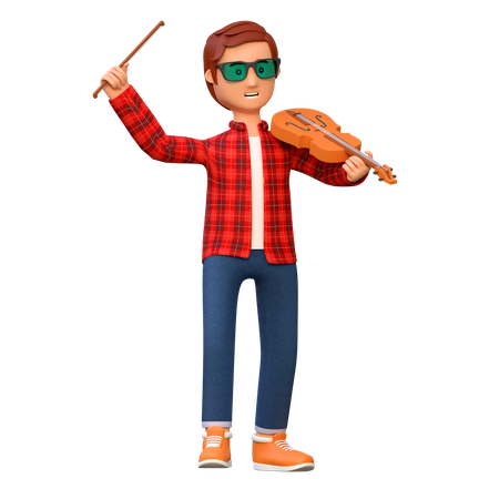 Músico tocando el violín  3D Illustration