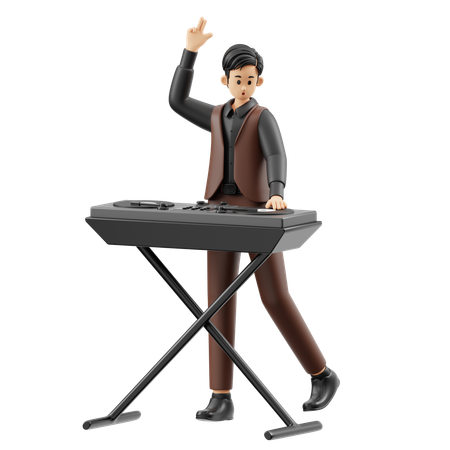 Musiker spielt DJ  3D Illustration