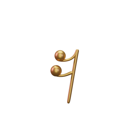 Musiknote Gold  3D Icon