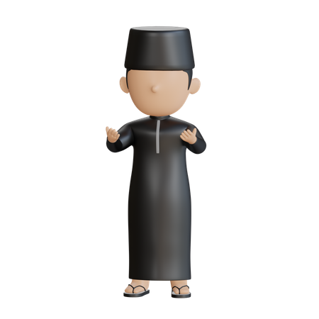 Muslim Boy Doing Muslim Prayer  3D Illustration