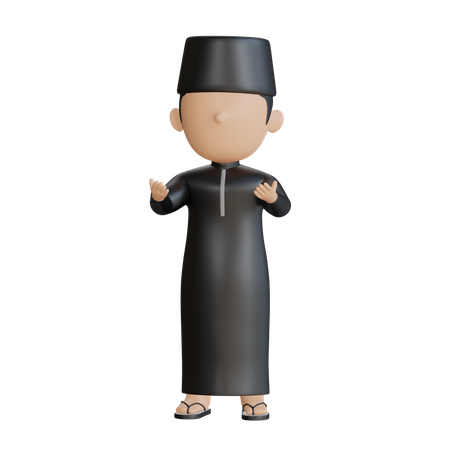 Muslim Boy Doing Muslim Prayer  3D Illustration