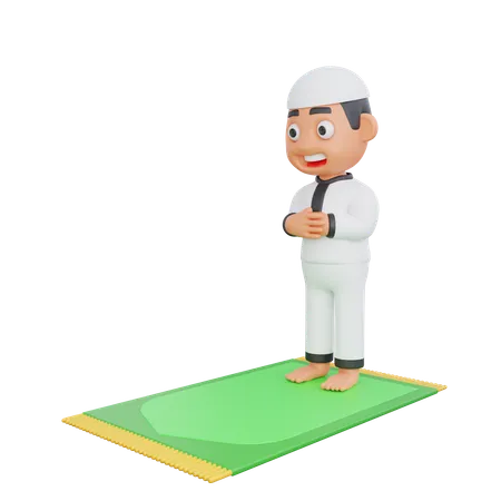 Muslim boy doing namaaz prayer  3D Illustration