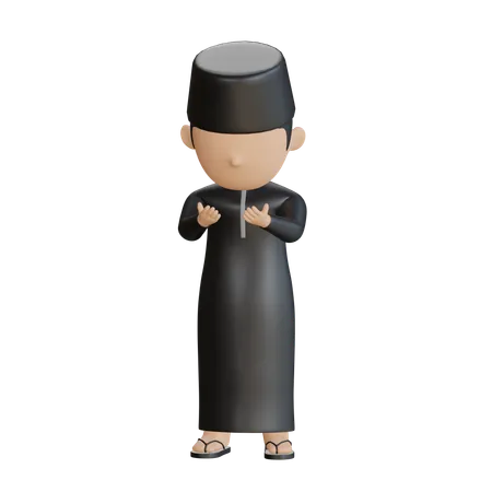 Muslim Boy Doing Prayer  3D Illustration