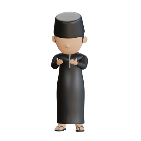 Muslim Boy Doing Prayer  3D Illustration