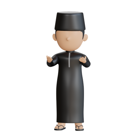 Muslim Boy Doing Muslim Prayer  3D Illustration