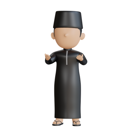 Muslim Boy Doing Muslim Prayer  3D Illustration