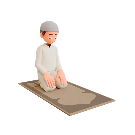 Muslim boy praying  3D Illustration