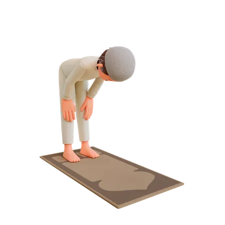 Islamic Children Bowing 3D Illustration