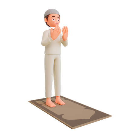 Muslim boy praying 3D Illustration