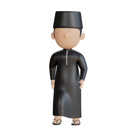 Muslim Boy Walking  3D Icon
