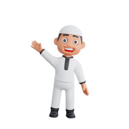 Muslim boy waving hand  3D Illustration