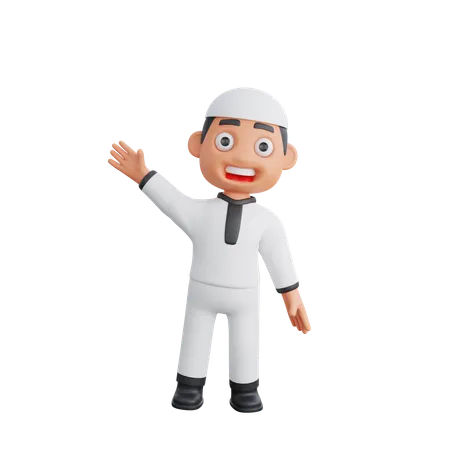 Muslim boy waving hand  3D Illustration