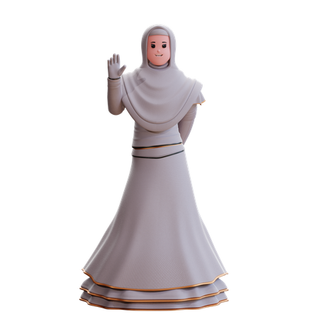 Muslim Bride raising hand 3D Illustration