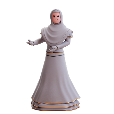 Muslim Bride showing something  3D Illustration