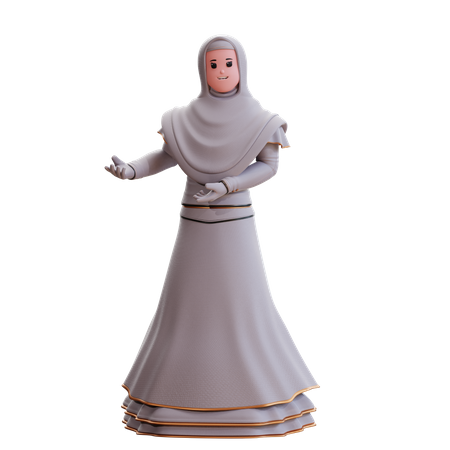 Muslim Bride showing something 3D Illustration