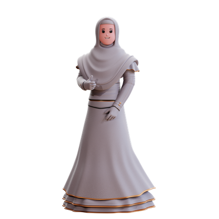 Muslim Bride showing thumbs up  3D Illustration