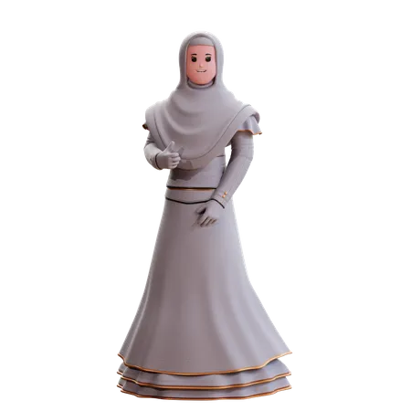 Muslim Bride showing thumbs up  3D Illustration