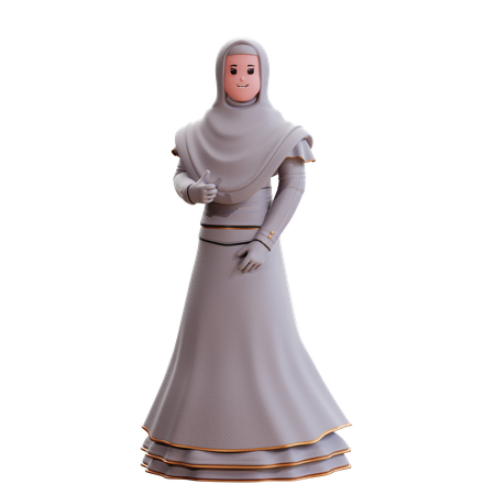 Muslim Bride showing thumbs up 3D Illustration
