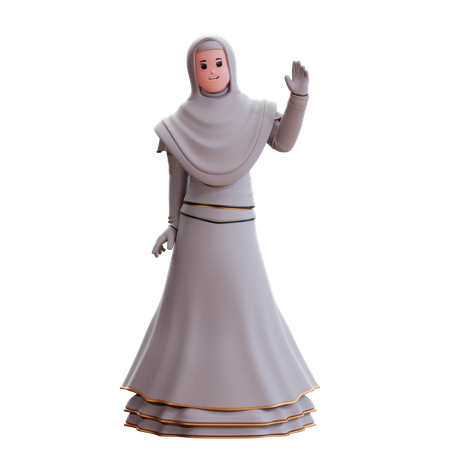 Muslim Bride waiving hand  3D Illustration