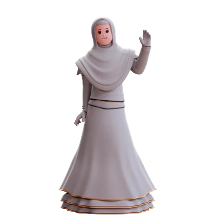 Muslim Bride waiving hand 3D Illustration