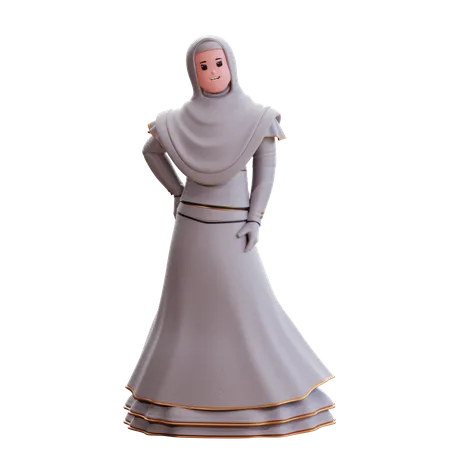 Muslim Bride with hand on waist  3D Illustration